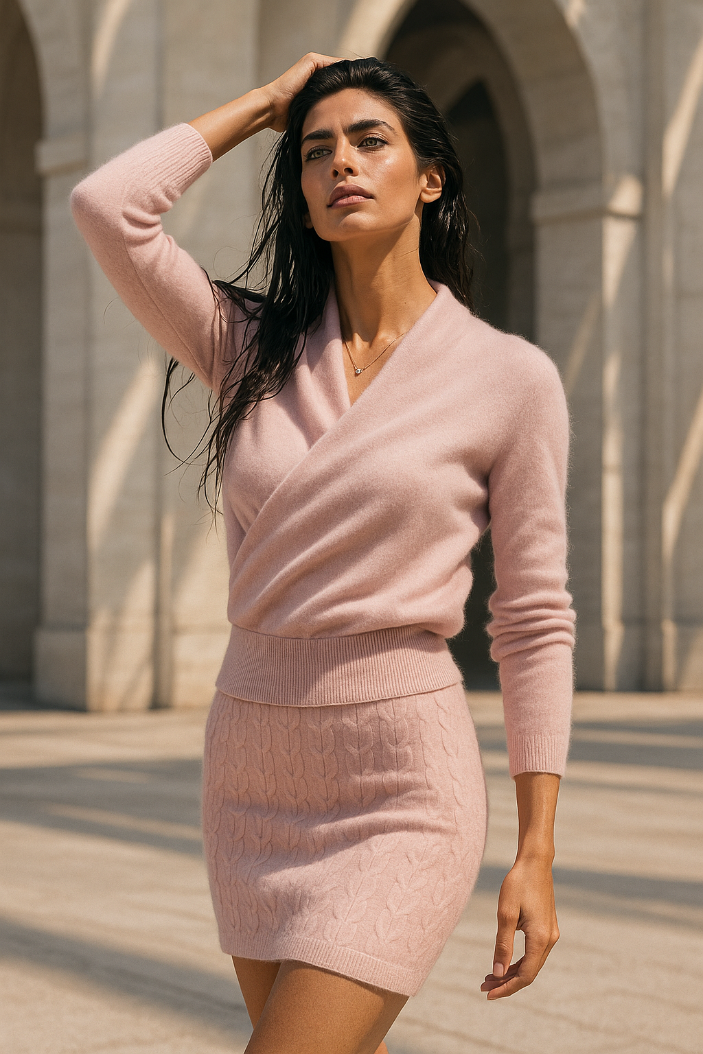 Women's Wrap Collar Knit Sweater – Soft Relaxed Long Sleeve Pullover