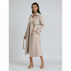 Women's Classic Mid-Length Trench Coat – Button-Front Transitional Coat