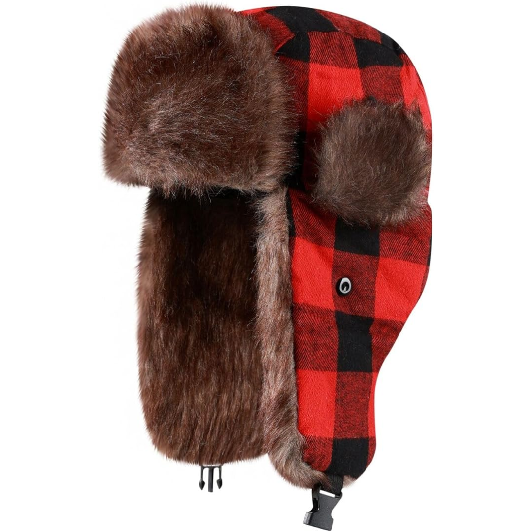 Women's Faux Fur Lined Trapper Hat – Warm Winter Hat with Ear Flaps