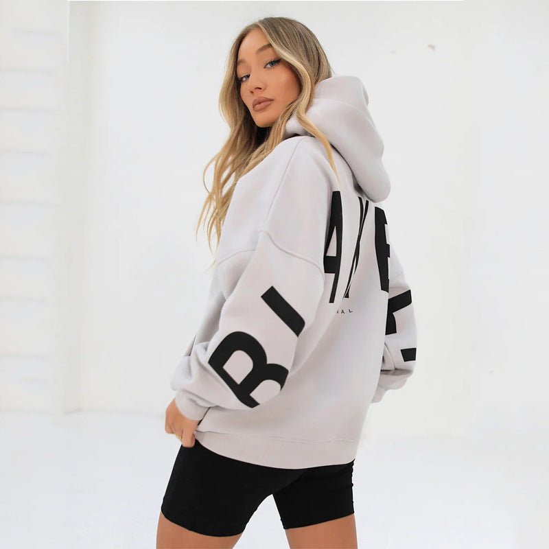 Women's Oversized Varsity Hoodie – Longline Drawstring Hooded Sweatshirt