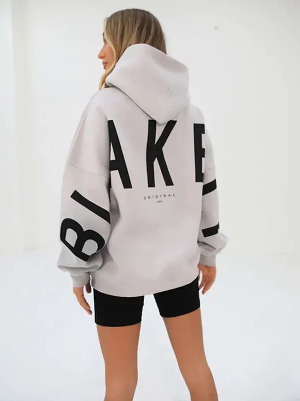 Women's Oversized Varsity Hoodie – Longline Drawstring Hooded Sweatshirt