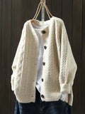 Women's Oversized Cable-Knit Cardigan – Button-Down Chunky Sweater