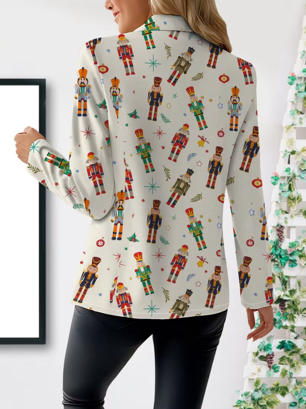 Serena | Women Nutcracker Print Single Button Blazer