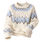 Wren | Women Fair Isle Cable Knit Balloon Sleeve Sweater