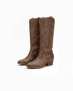 Women's Knee High Western Boots – Stitched Cowgirl Boots with Stacked Heel