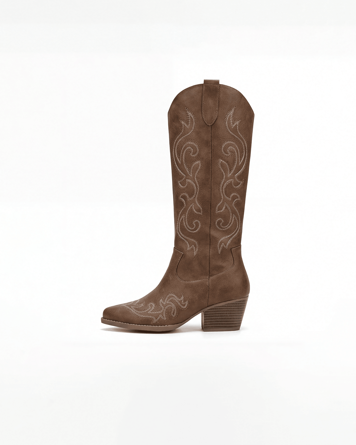 Women's Knee High Western Boots – Stitched Cowgirl Boots with Stacked Heel