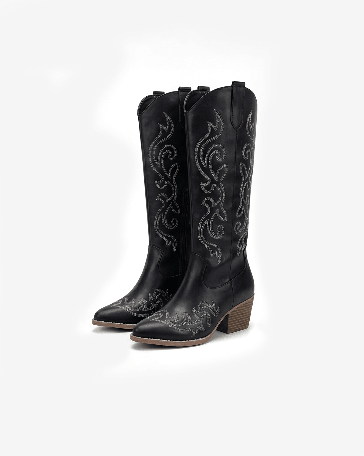 Women's Knee High Western Boots – Stitched Cowgirl Boots with Stacked Heel