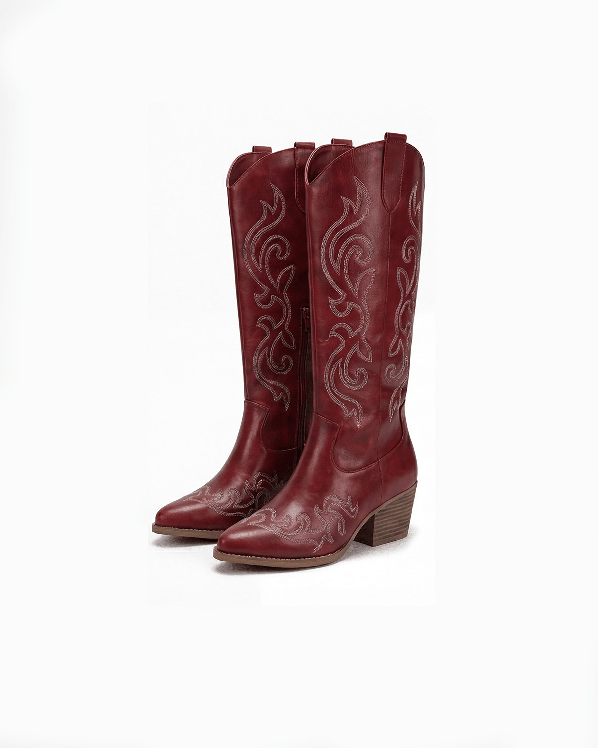 Women's Knee High Western Boots – Stitched Cowgirl Boots with Stacked Heel