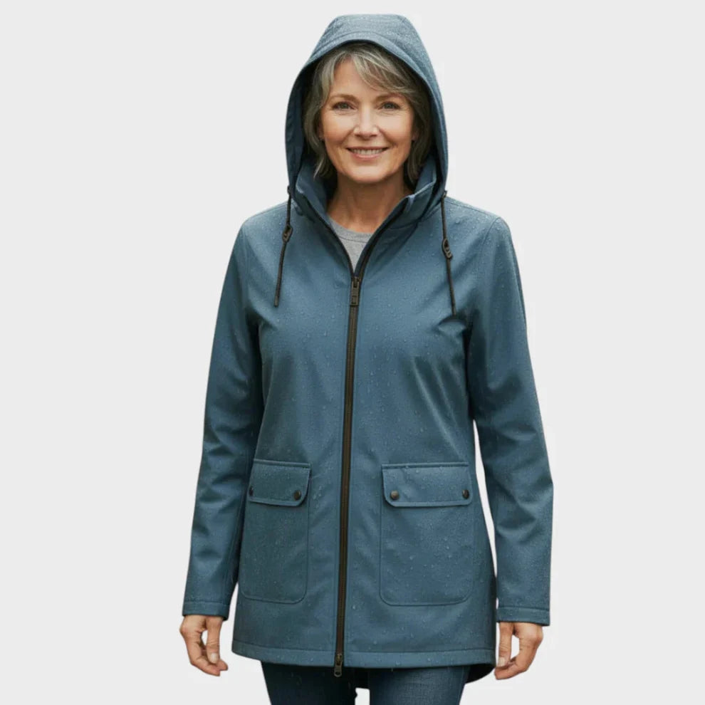 Women's Lightweight Waterproof Hooded Raincoat - Fitted Travel Rain Jacket