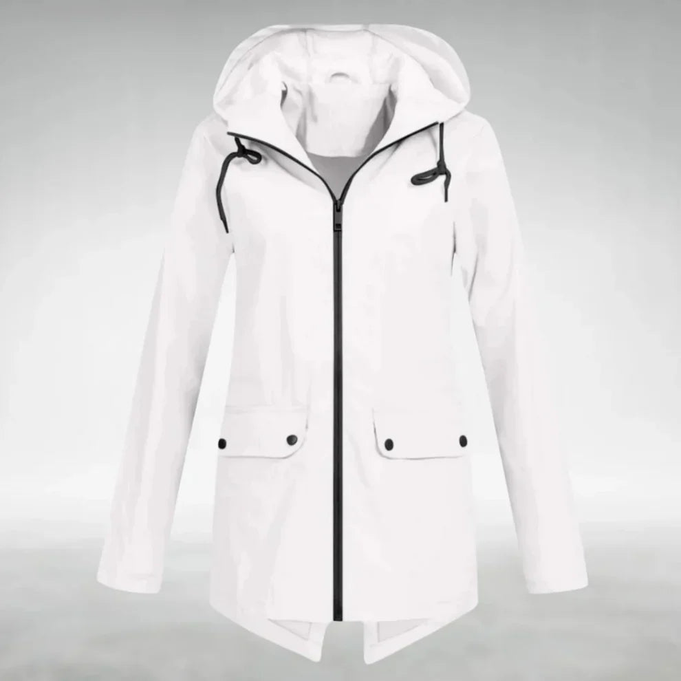 Women's Lightweight Waterproof Hooded Raincoat - Fitted Travel Rain Jacket