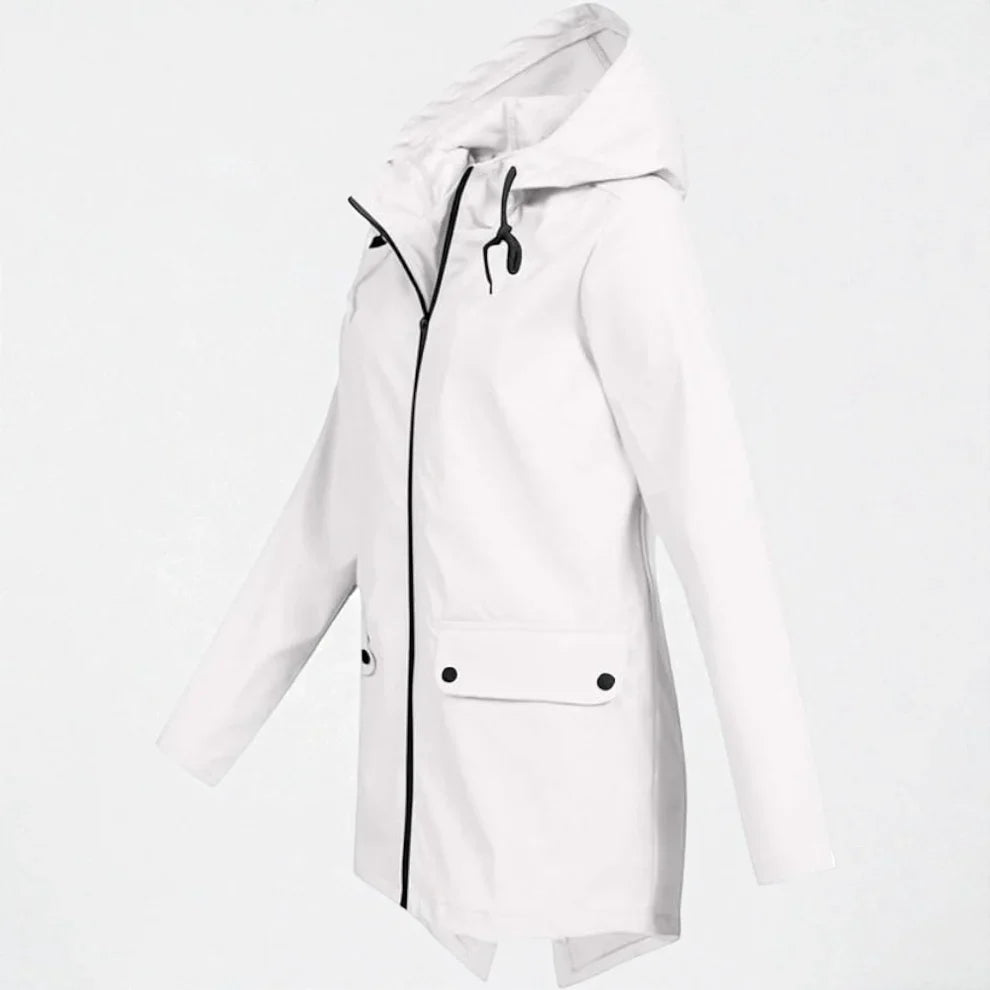 Women's Lightweight Waterproof Hooded Raincoat - Fitted Travel Rain Jacket
