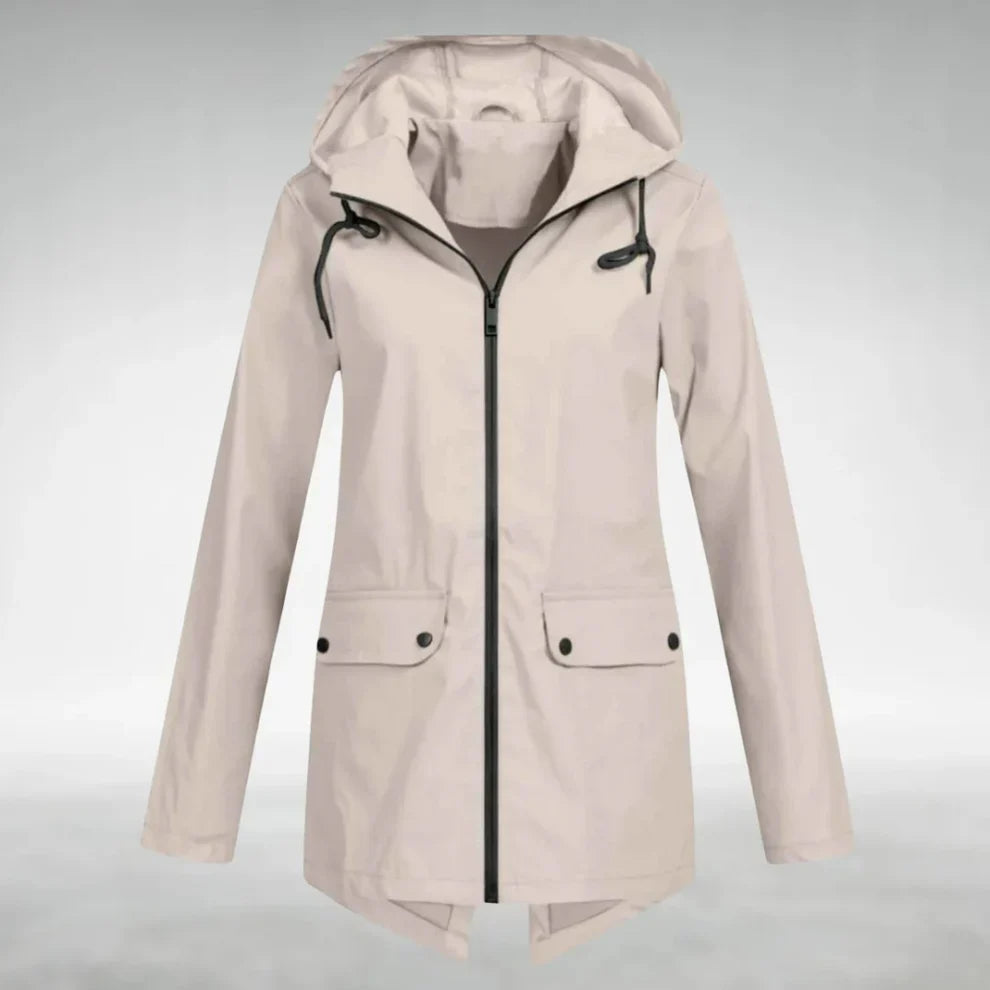 Women's Lightweight Waterproof Hooded Raincoat - Fitted Travel Rain Jacket
