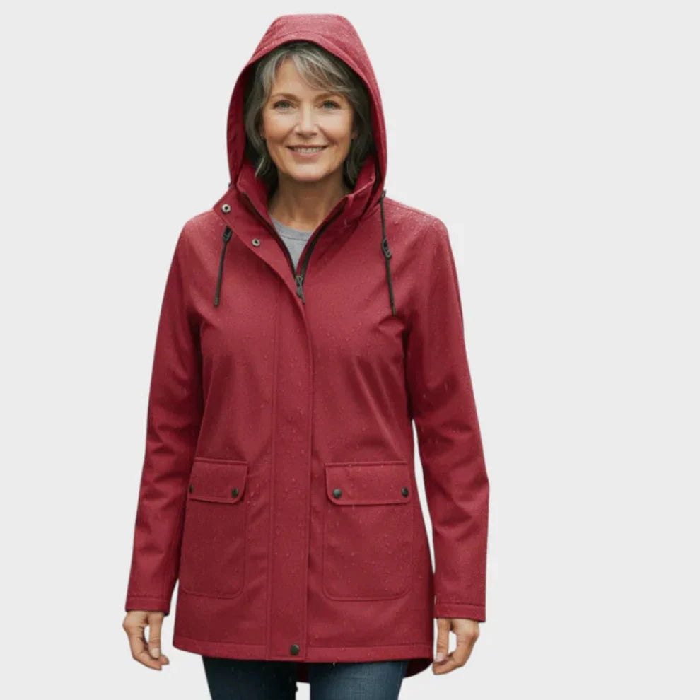 Women's Lightweight Waterproof Hooded Raincoat - Fitted Travel Rain Jacket