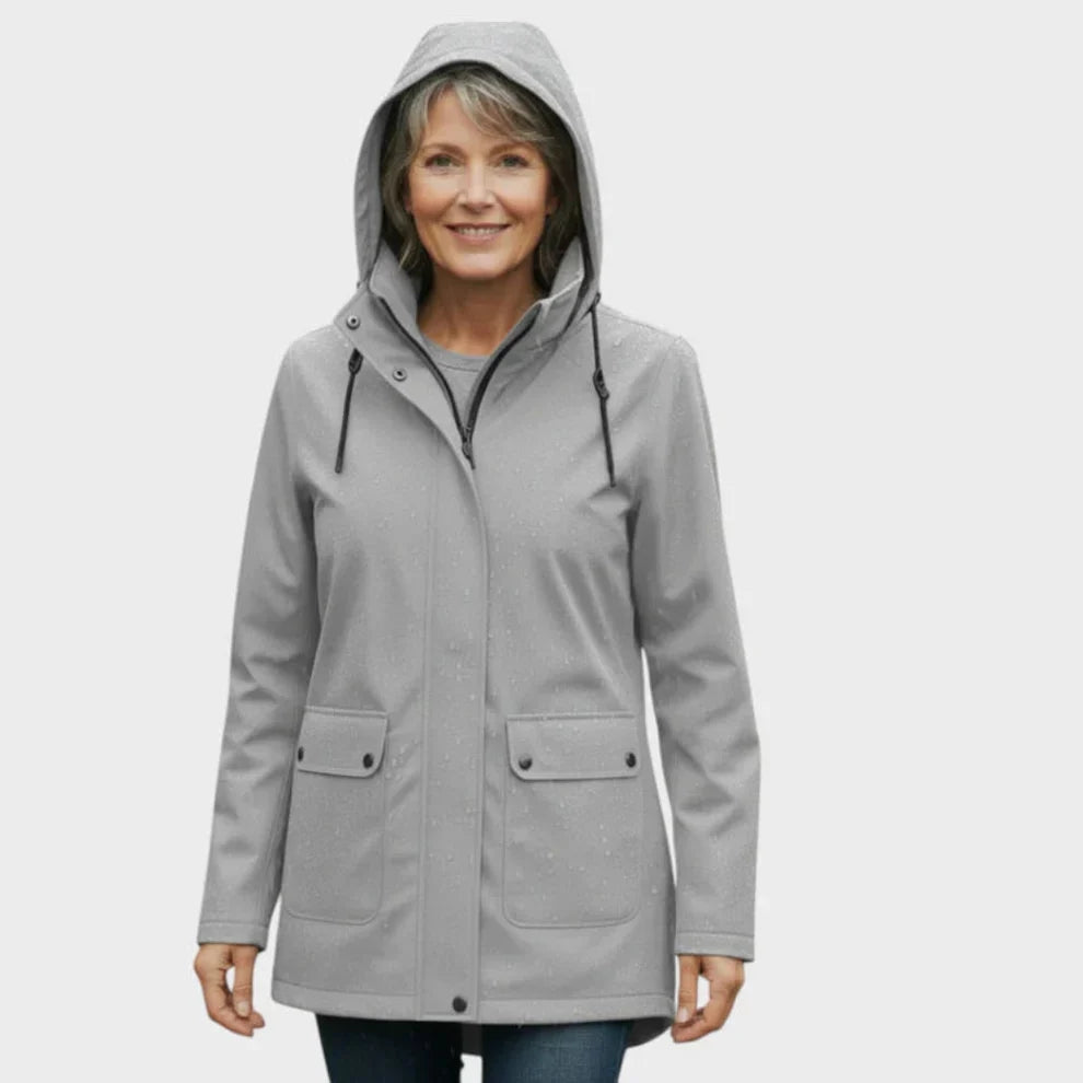 Women's Lightweight Waterproof Hooded Raincoat - Fitted Travel Rain Jacket