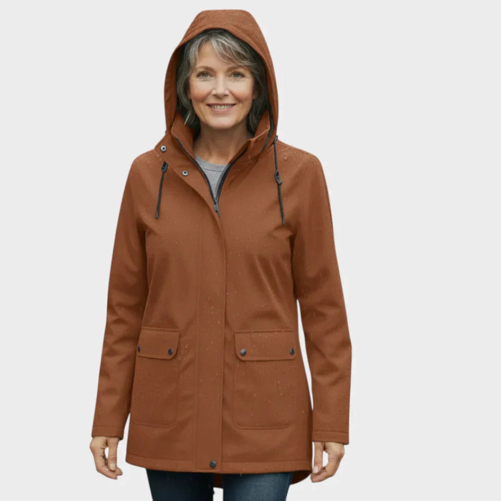 Women's Lightweight Waterproof Hooded Raincoat - Fitted Travel Rain Jacket
