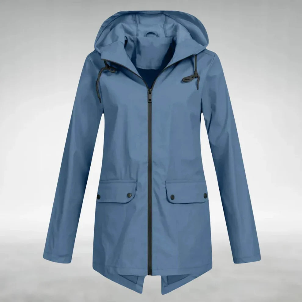 Women's Lightweight Waterproof Hooded Raincoat - Fitted Travel Rain Jacket