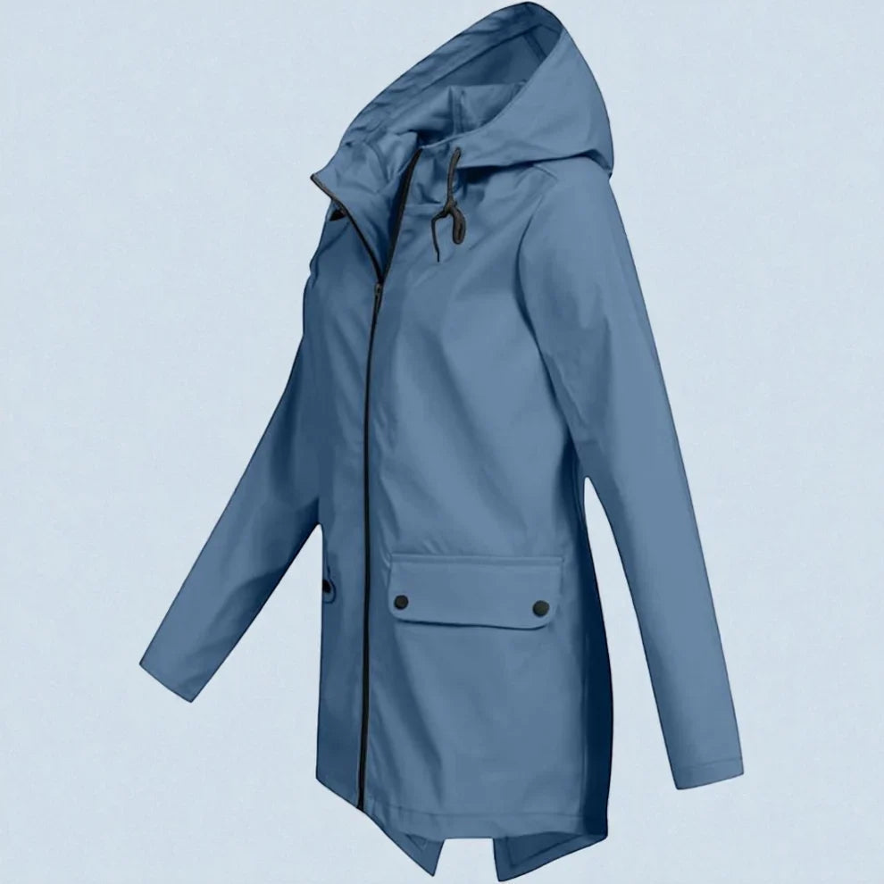 Women's Lightweight Waterproof Hooded Raincoat - Fitted Travel Rain Jacket