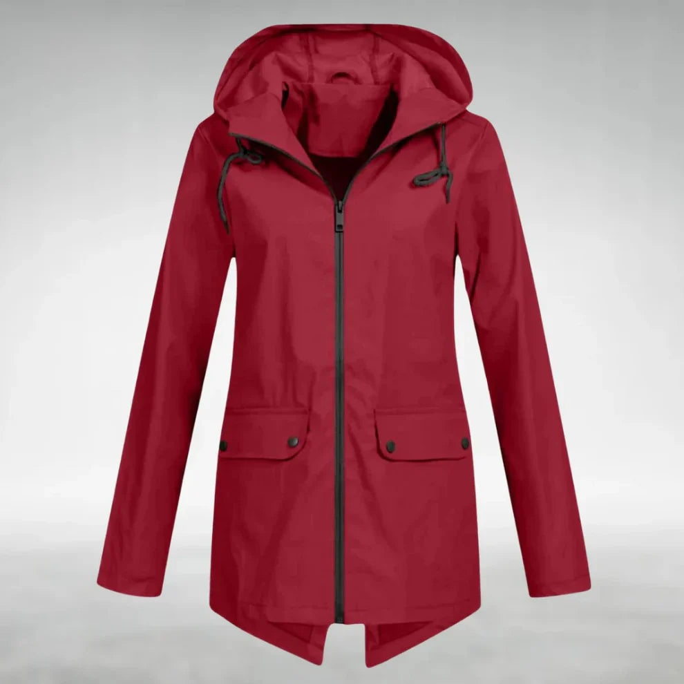 Women's Lightweight Waterproof Hooded Raincoat - Fitted Travel Rain Jacket