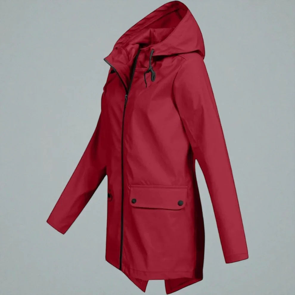 Women's Lightweight Waterproof Hooded Raincoat - Fitted Travel Rain Jacket