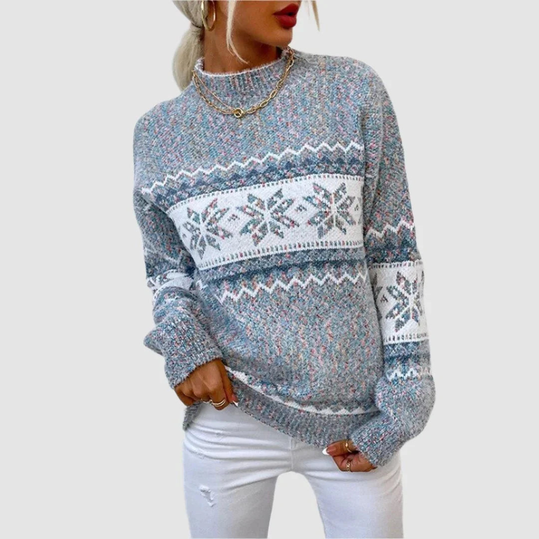 Talia | Women Fair Isle Mock Neck Knit Sweater