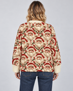 Women's Santa Christmas Cardigan – Holly Knit Button-Front Holiday Sweater