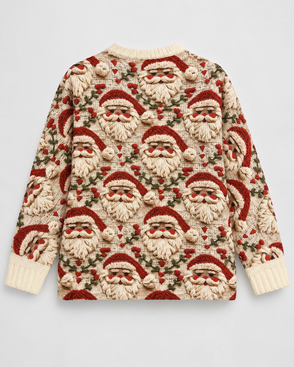 Women's Santa Christmas Cardigan – Holly Knit Button-Front Holiday Sweater