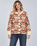 Women's Santa Christmas Cardigan – Holly Knit Button-Front Holiday Sweater