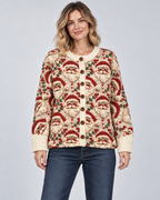 Women's Santa Christmas Cardigan – Holly Knit Button-Front Holiday Sweater