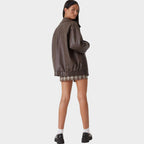 Miriam | Women Oversized Faux Leather Zip Up Bomber Jacket