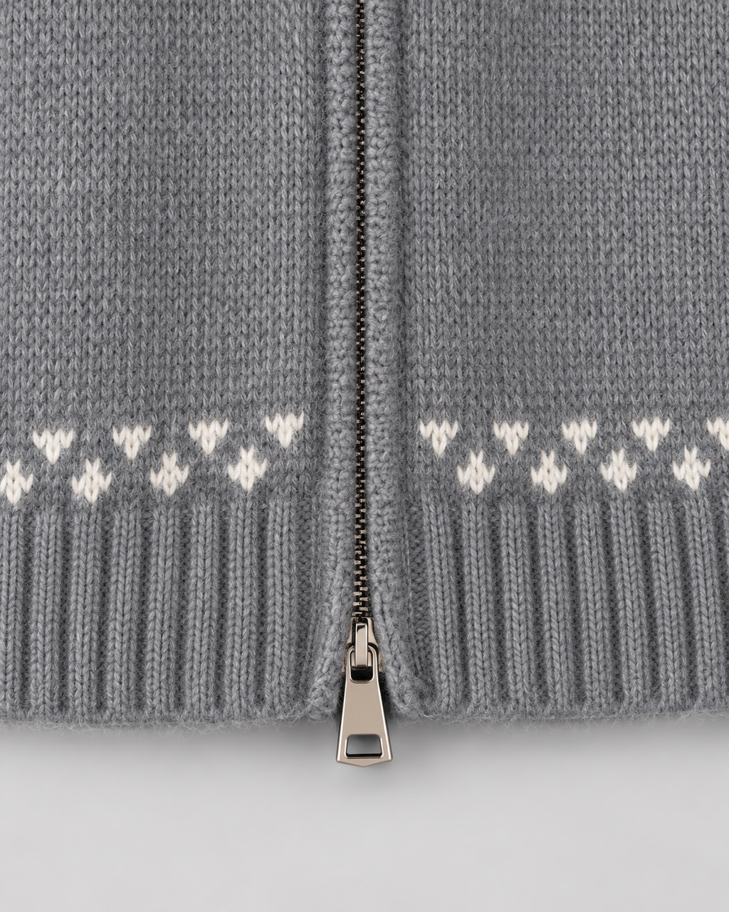 Women's Fair Isle Snowflake Zip-Up Cardigan – Ribbed Collar Two-Way Zip Sweater