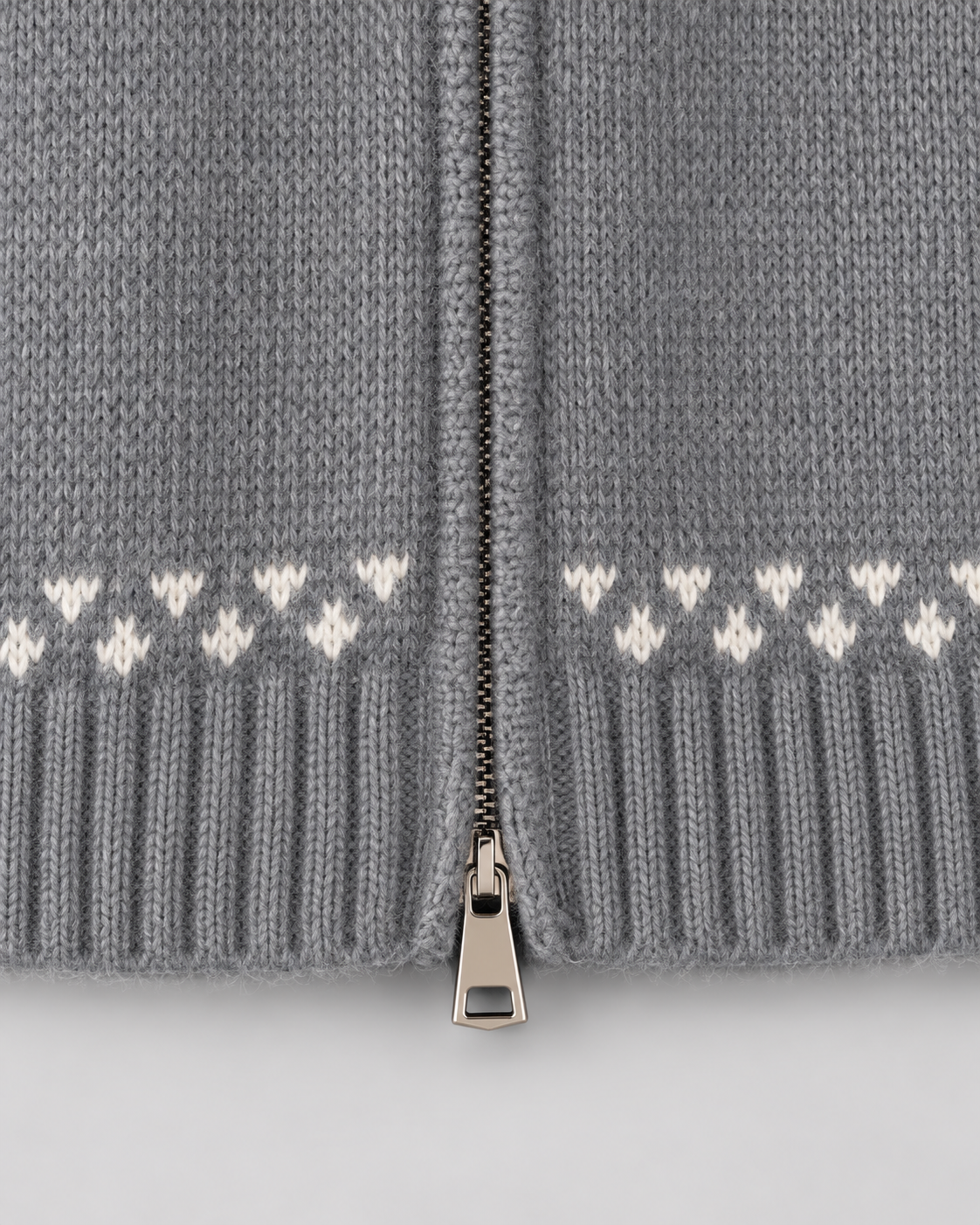 Women's Fair Isle Snowflake Zip-Up Cardigan – Ribbed Collar Two-Way Zip Sweater