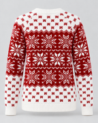 Women's Snowflake Christmas Sweater – Checkered Trim Fair Isle Crew Neck Knit