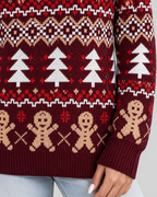 Women's Gingerbread Christmas Sweater – Fair Isle Crew Neck Holiday Knit