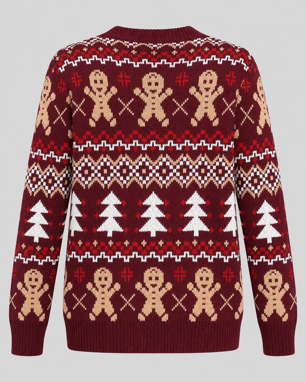 Women's Gingerbread Christmas Sweater – Fair Isle Crew Neck Holiday Knit