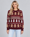 Women's Gingerbread Christmas Sweater – Fair Isle Crew Neck Holiday Knit