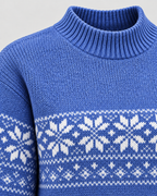 Women's Snowflake and Reindeer Christmas Sweater – Mock Neck Fair Isle Knit