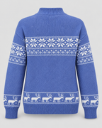 Women's Snowflake and Reindeer Christmas Sweater – Mock Neck Fair Isle Knit