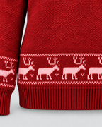Women's Snowflake and Reindeer Christmas Sweater – Mock Neck Fair Isle Knit
