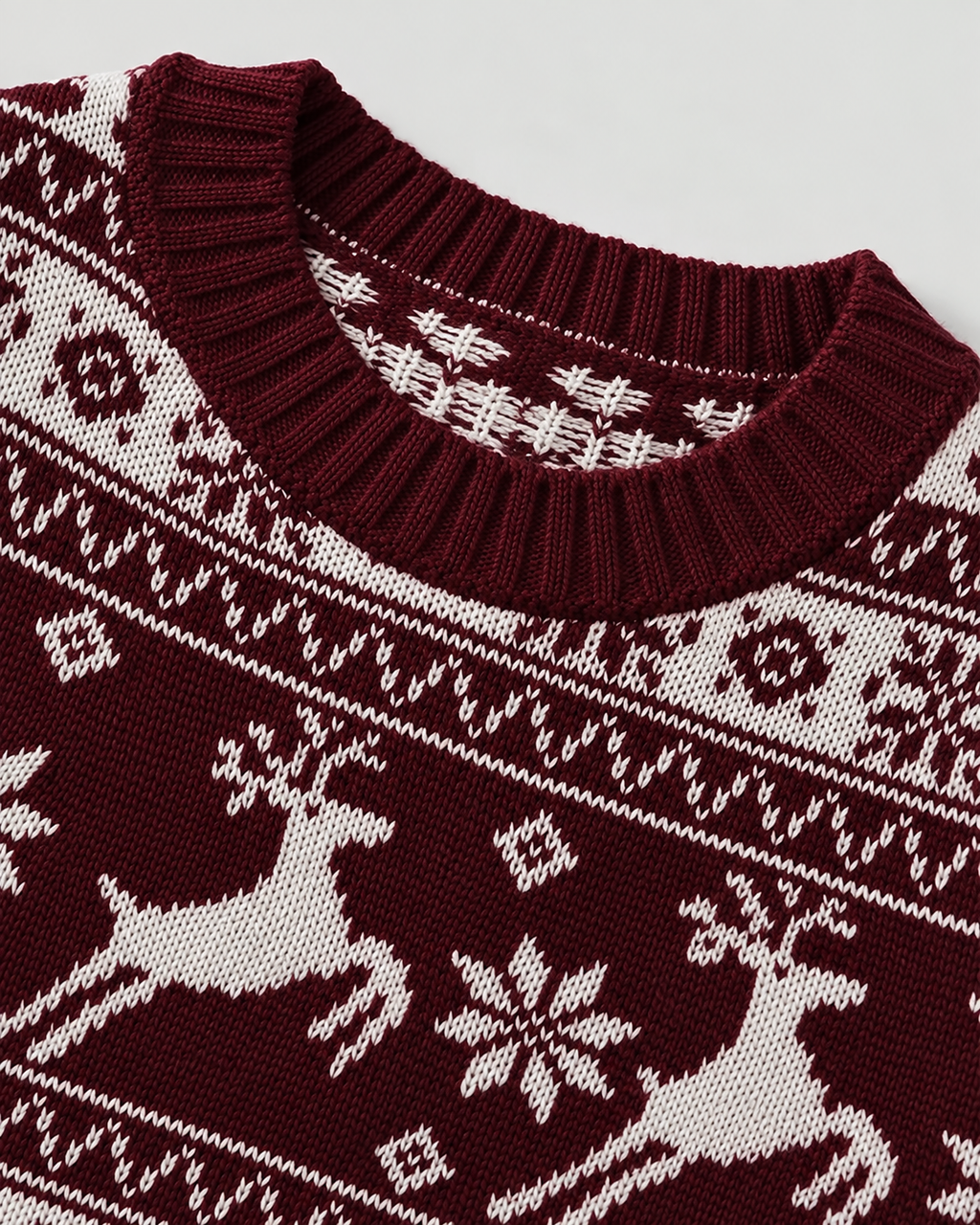 Women's Reindeer and Fir Tree Christmas Sweater – Fair Isle Crew Neck Holiday Pullover