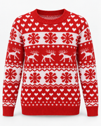 Women's Reindeer Snowflake Christmas Sweater – Fair Isle Crew Neck Holiday Knit