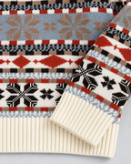 Women's Reindeer Snowflake Mock Neck Sweater – Nordic Fair Isle Holiday Knit