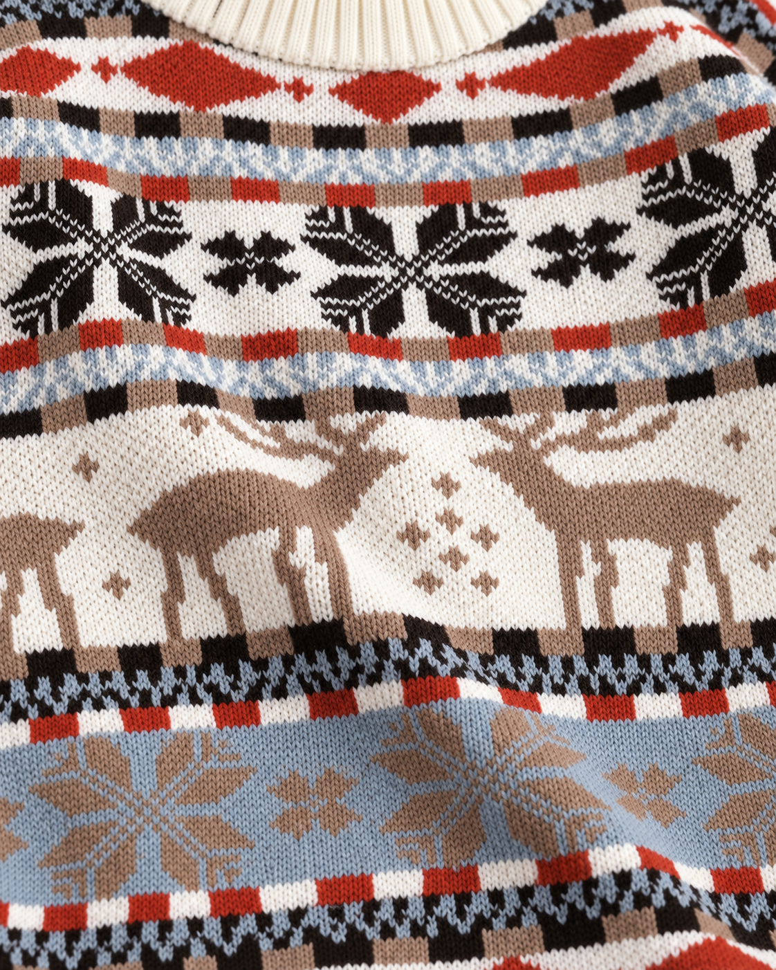 Women's Reindeer Snowflake Mock Neck Sweater – Nordic Fair Isle Holiday Knit