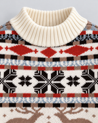 Women's Reindeer Snowflake Mock Neck Sweater – Nordic Fair Isle Holiday Knit