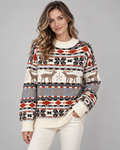 Women's Reindeer Snowflake Mock Neck Sweater – Nordic Fair Isle Holiday Knit