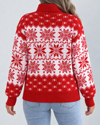 Women's All-Over Snowflake Christmas Turtleneck – Fair Isle Holiday Sweater