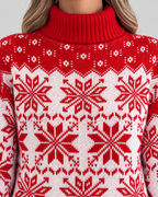Women's All-Over Snowflake Christmas Turtleneck – Fair Isle Holiday Sweater