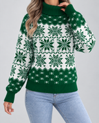 Women's All-Over Snowflake Christmas Turtleneck – Fair Isle Holiday Sweater