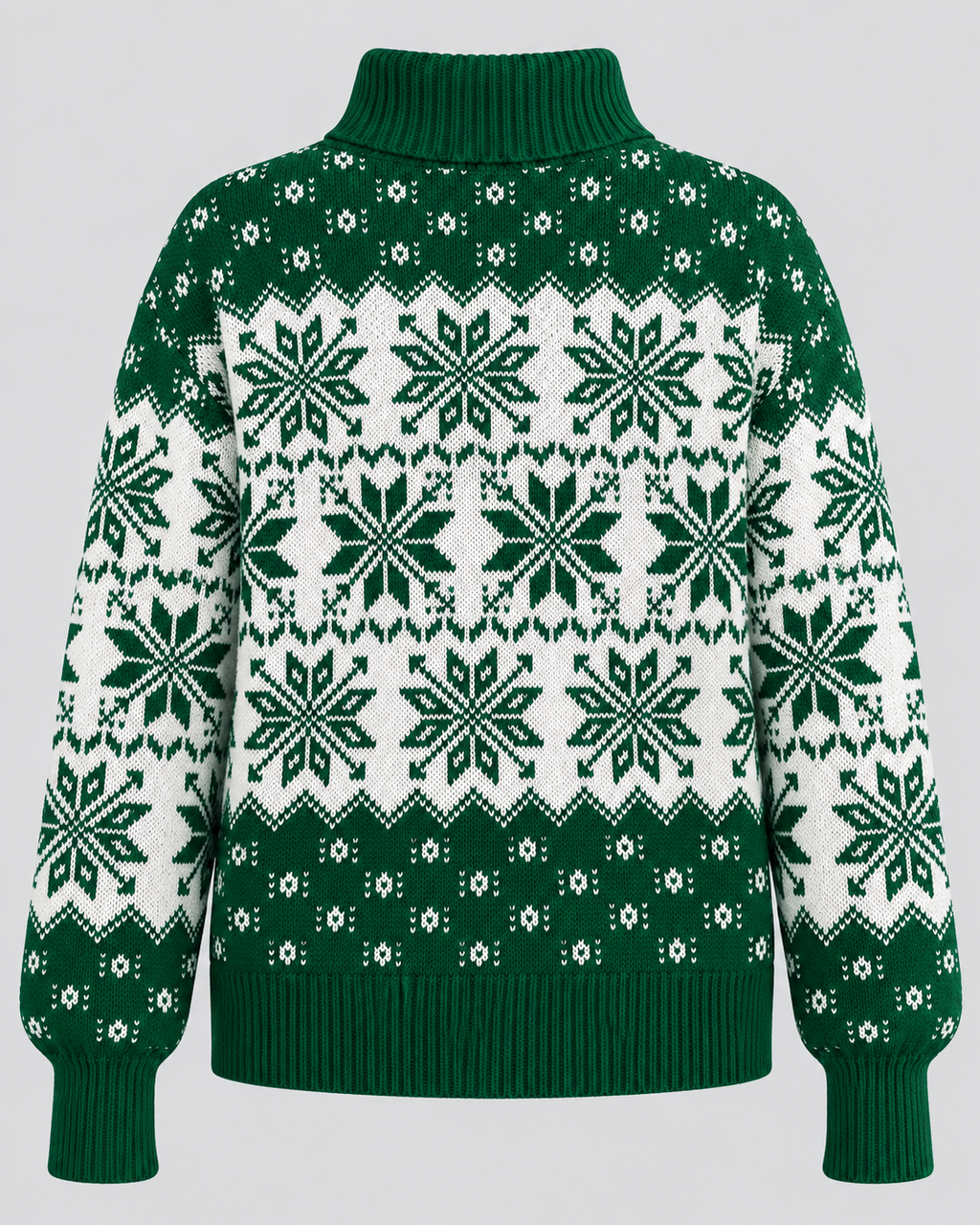 Women's All-Over Snowflake Christmas Turtleneck – Fair Isle Holiday Sweater