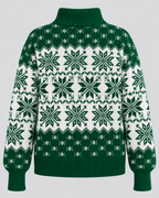 Women's All-Over Snowflake Christmas Turtleneck – Fair Isle Holiday Sweater