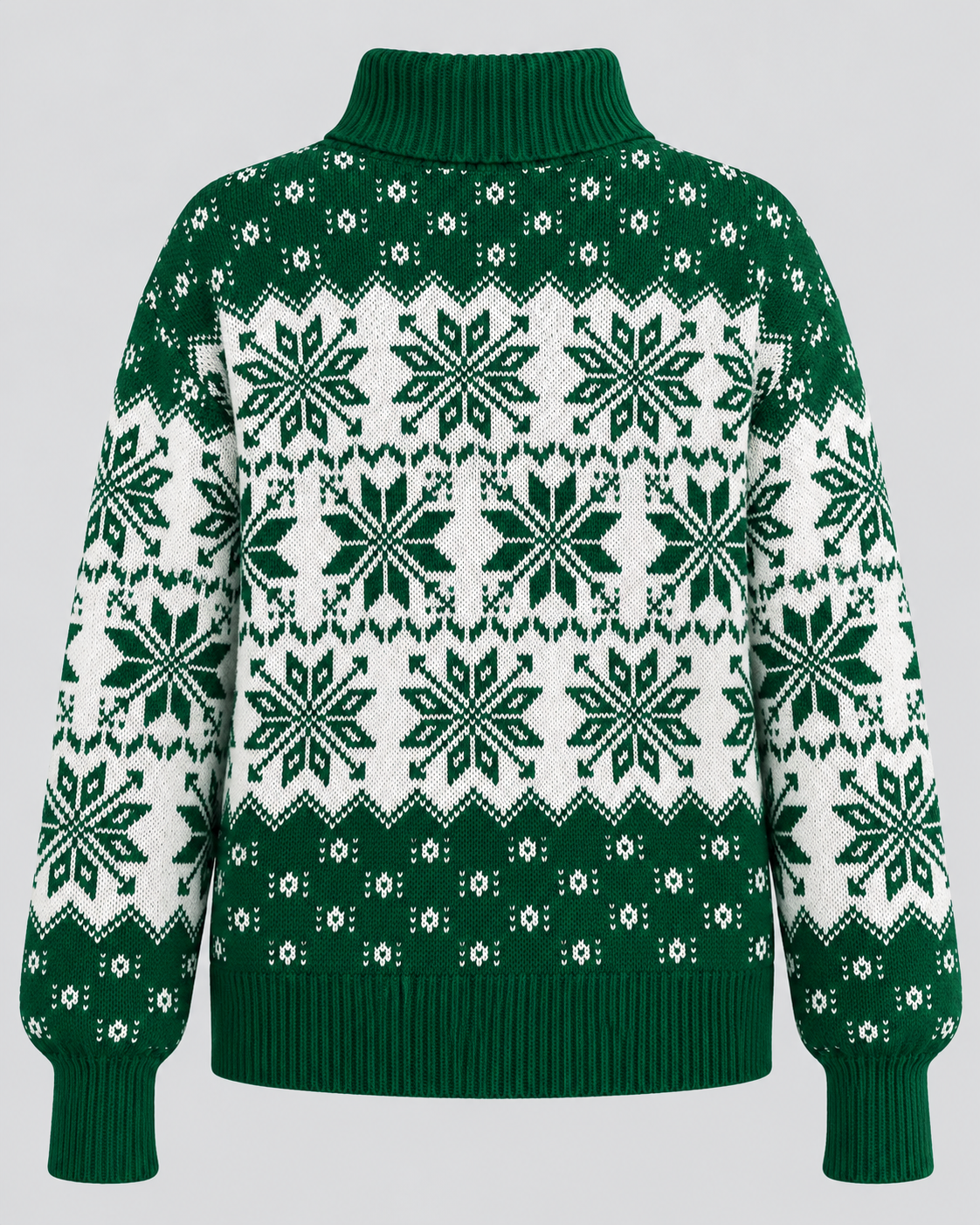 Women's All-Over Snowflake Christmas Turtleneck – Fair Isle Holiday Sweater